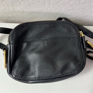 Fossil Black Leather Crossbody Bag